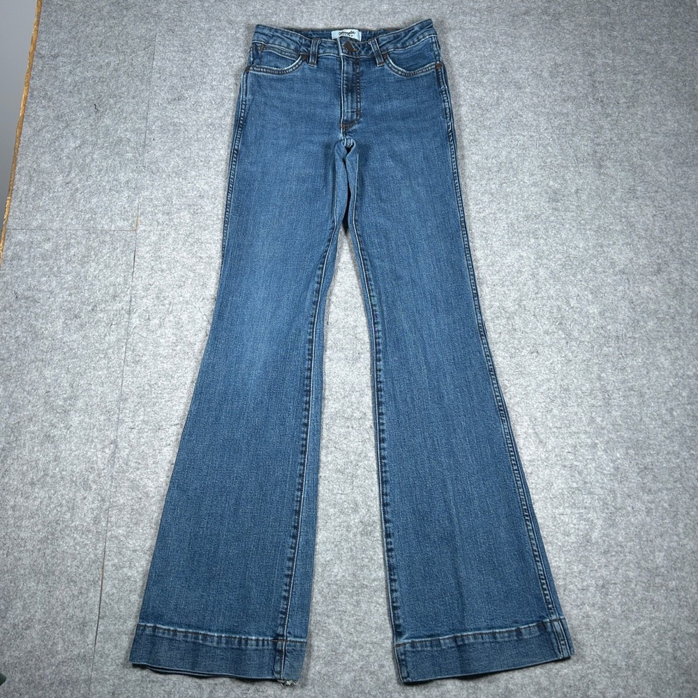 Wrangler Denim Jeans Women 26x34 Blue Retro Flare High Rise Western Boho Cowgirl